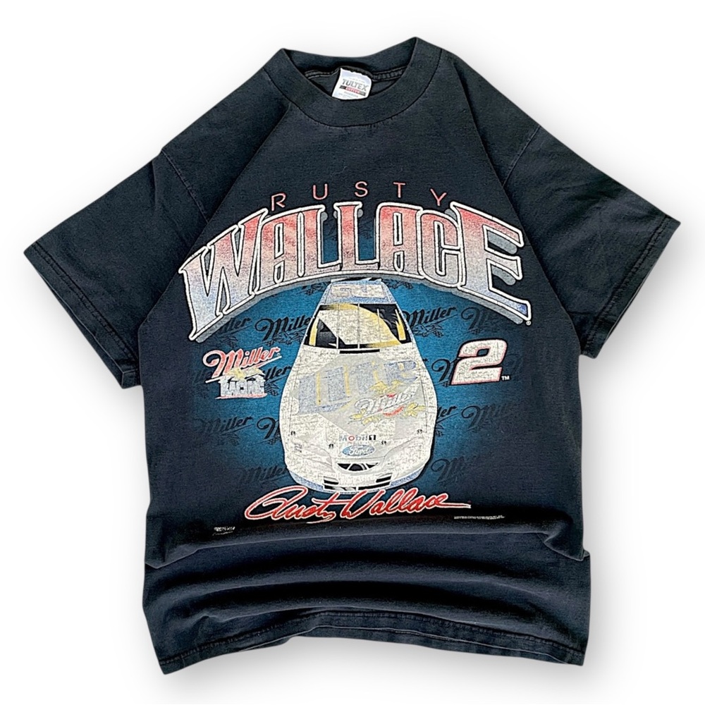 Vintage Rusty Wallace #2 Miller Lite Nascar T Shirt Tultex Racing Graphic Tee